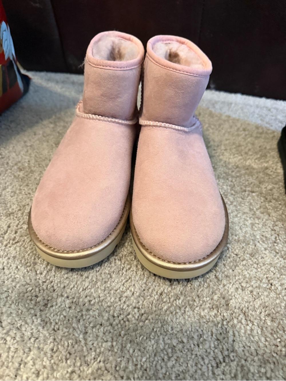 UGG Pink Suede Short Booties